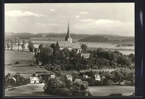 AK Schleiz /Thür., Bergkirche mit Teil der Ortschaft