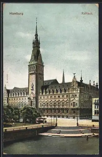 AK Hamburg, Blick zum Rathaus