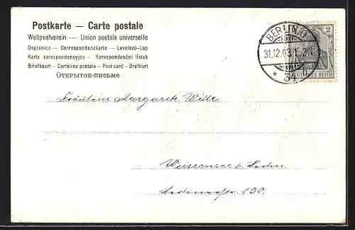 Präge-AK Jahreszahl aus Veilchen, Neujahrsgruss 1904