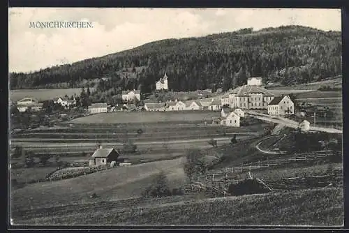 AK Mönichkirchen, Ortsansicht aus der Vogelschau