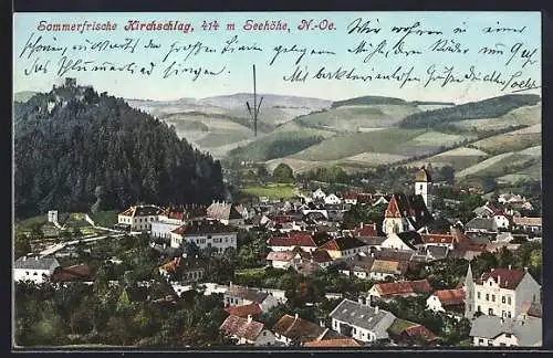 AK Kirchschlag /N.-Oe., Ortsansicht mit Burgruine