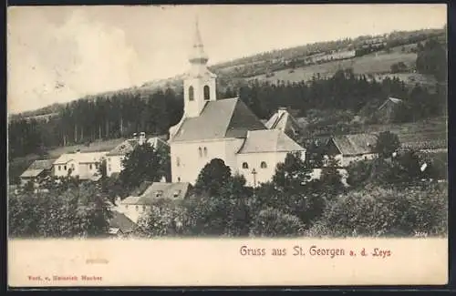 AK St. Georgen a. d. Leys, Blick auf die Kirche