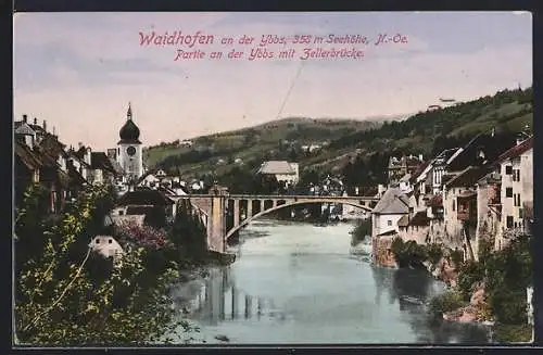 AK Waidhofen an der Ybbs, Partie an der Ybbs mit Zellerbrücke