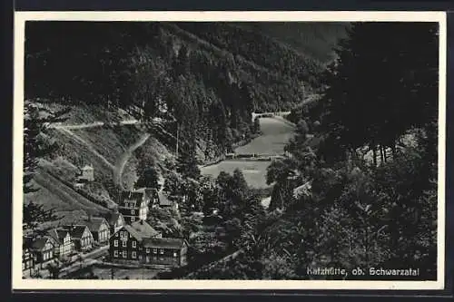 AK Katzhütte /ob. Schwarzatal, Ortsansicht aus der Vogelschau