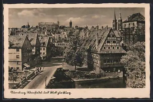 AK Nürnberg, Weinstadel und Blick zur Burg