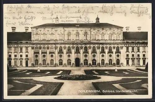 AK Schleissheim, Schloss, Vorderansicht aus der Vogelschau