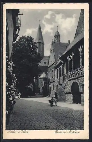 AK Goslar a. Harz, Strassenpartie am Rathaus