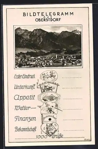 AK Oberstdorf, Teilansicht mit Bergen