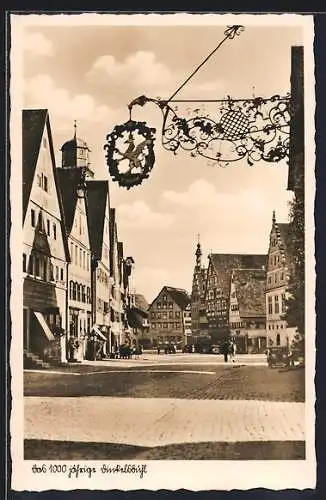 AK Dinkelsbühl, Blick auf den Weinmarkt mit Gasthaus