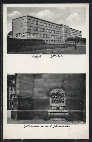 AK Ansbach / Mfr., Güllschule, Güllbrünnlein an der St. Johanniskirche