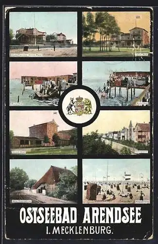 AK Arendsee i. Mecklenburg, Hotel Moll, Hotel Hansa-Haus, Strand Hotel, Damenbad