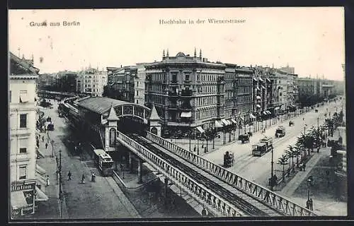 AK Berlin-Kreuzberg, Hochbahn in der Wienerstrasse