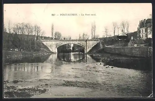 AK Pont-Scorff, Le Pont neuf über den Fluss in einer winterlichen Landschaft