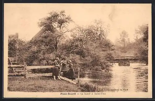 AK Pont-Scorff, Le Scorff à Saint-Yves avec des enfants au bord de l`eau