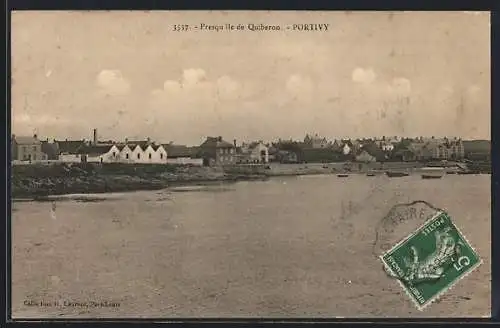 AK Portivy, Vue du village sur la presqu`île de Quiberon