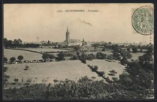 AK Questembert, Panorama du village et paysage environnant