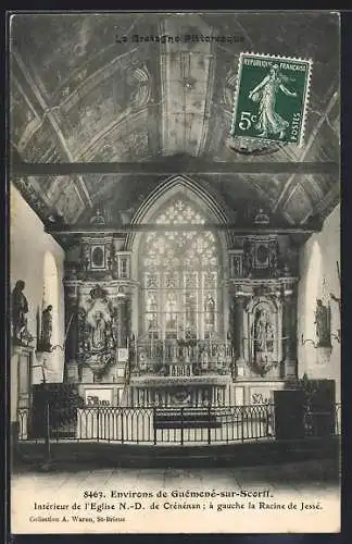 AK Guémené-sur-Scorff, Intérieur de l`Église N.-D. de Crénénan avec la Racine de Jessé