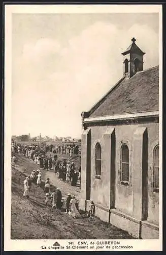 AK Quiberon, La chapelle St-Clément un jour de procession