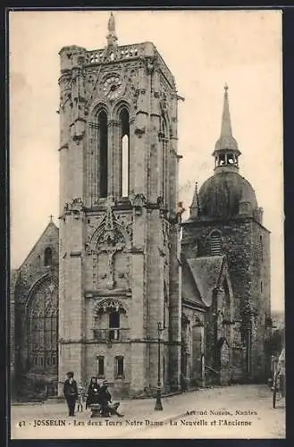 AK Josselin, Les deux Tours Notre Dame, la Nouvelle et l`Ancienne