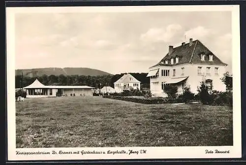 AK Iburg, Kneippsanatorium Dr. Bremer mit Gartenhaus u. Liegehalle