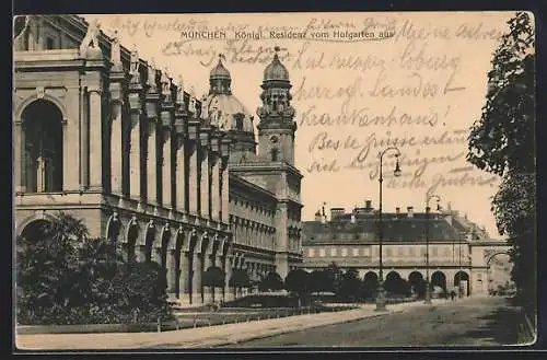 AK München-Au, Kgl. Residenz vom Hofgarten aus gesehen