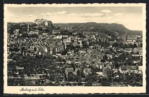 AK Marburg an der Lahn, Gesamtansicht mit Schloss aus der Vogelschau