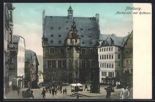 AK Marburg, Marktplatz mit Rathaus