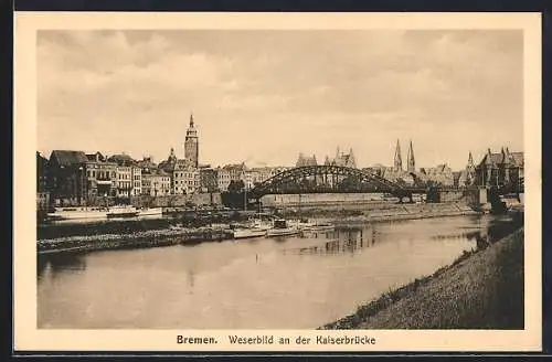 AK Bremen, Weserbild an der Kaiserbrücke