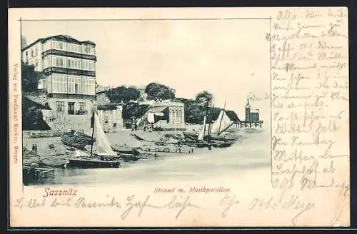 AK Sassnitz, Strand mit Musikpavillon