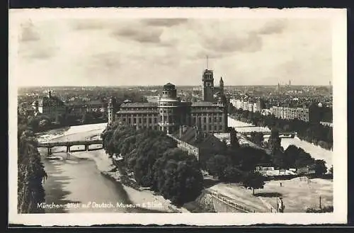 AK München-Au, Blick auf Deutsches Museum & Stadt