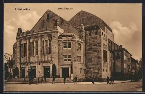 AK Osnabrück, Stadt-Theater mit Strasse