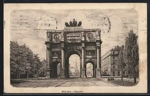 Künstler-AK München, Das Siegestor