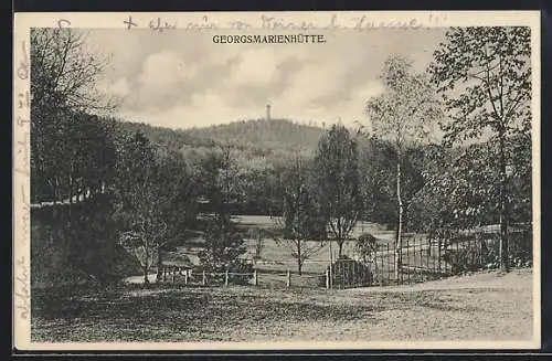 AK Georgsmarienhütte, Landschaftspartie mit Turmblick