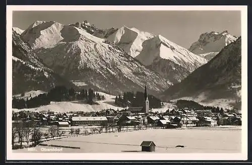 AK Oberstdorf, Ortsansicht im Winter