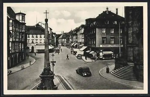 AK Fulda, Blick durch Friedrichstrasse auf das Schloss