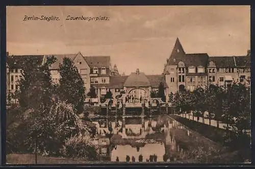 AK Berlin-Steglitz, Teich am Lauenburgerplatz