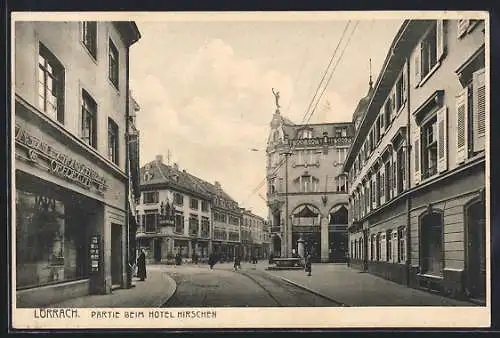 AK Lörrach, Strassenpartie beim Hotel Hirschen