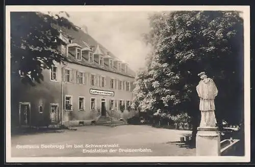 AK Seebrugg im bad. Schwarzwald, Gasthaus und Denkmal