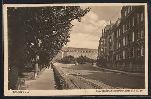 AK Hagen i. W., Heinitzstrasse mit Gerichtsgebäude