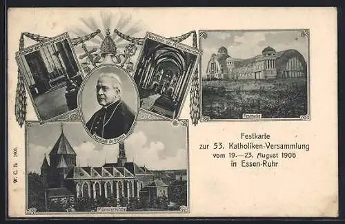 AK Essen /Ruhr, 53. Katholiken-Versammlung 1906, Münsterkirche, Hochaltar, Festhalle