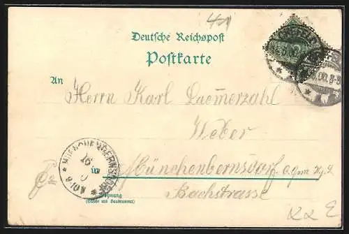 Lithographie Krefeld, Kgl. Webeschule, Hochstrasse, Webesaal