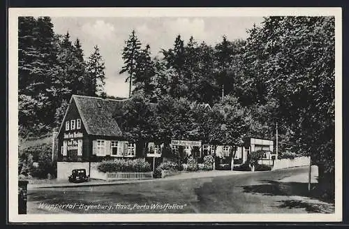 AK Wuppertal-Beyenburg, Hotel Porta Westfalica mit Strassenpartie