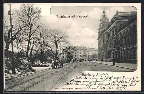 AK Hamburg-Neustadt, Ringstrasse mit Hauptpost