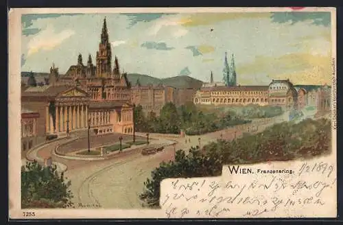 Lithographie Wien, Blick auf den Franzensring