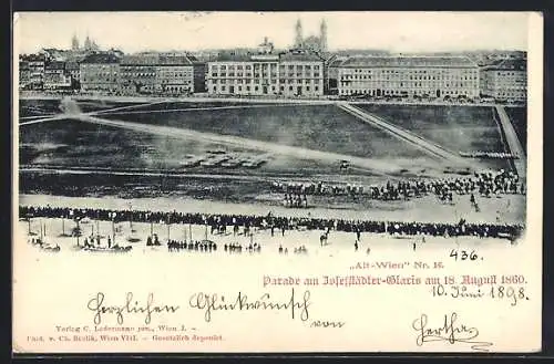 AK Wien VIII, Parade am Josefsstädter Glaris am 18.08.1860