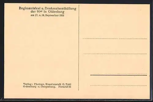 AK Oldenburg / O., Regimentsfest 1921, Rückkehr Hindenburgs von der Parade