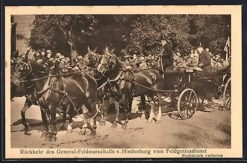 AK Oldenburg / O., Regimentsfest 1921, Rückkehr Hindenburgs vom Feldgottesdienst