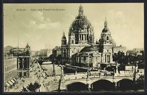 AK Berlin, Dom und Friedrichs-Brücke aus der Vogelschau