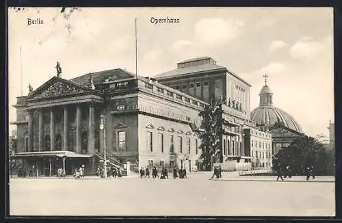 AK Berlin, Opernhaus und Hedwigs-Kirche, Unter den Linden