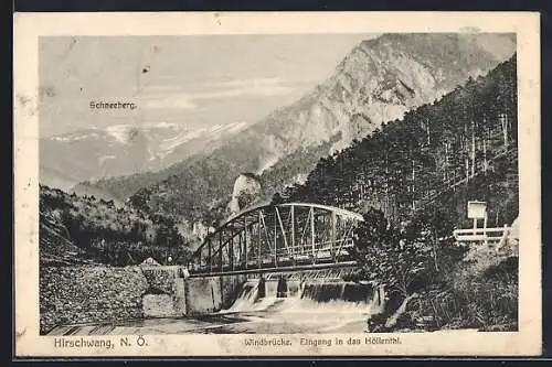 AK Hirschwang /N.-Ö., Windbrücke, Eingang in das Höllental